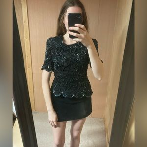 Vintage Silk Beaded Blouse